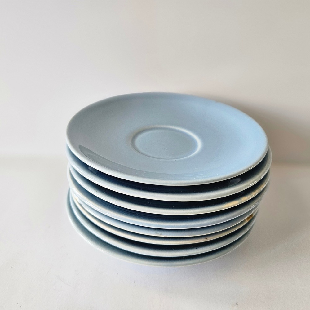 Lu-ray Pastels Windsor Blue 8 Saucers Taylor Smith Taylor Vintage USA Made